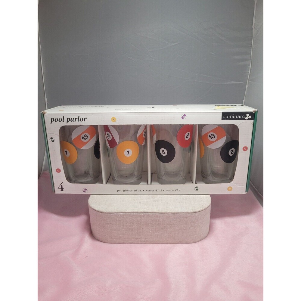 LUMINARC Pool Parlor Pub Pint Glasses 16 oz~~Set of 4~~NIB